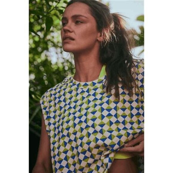 Free People Movement Inspire Geometric Green Blue Printed Tank XS NWOT - Picture 10 of 10